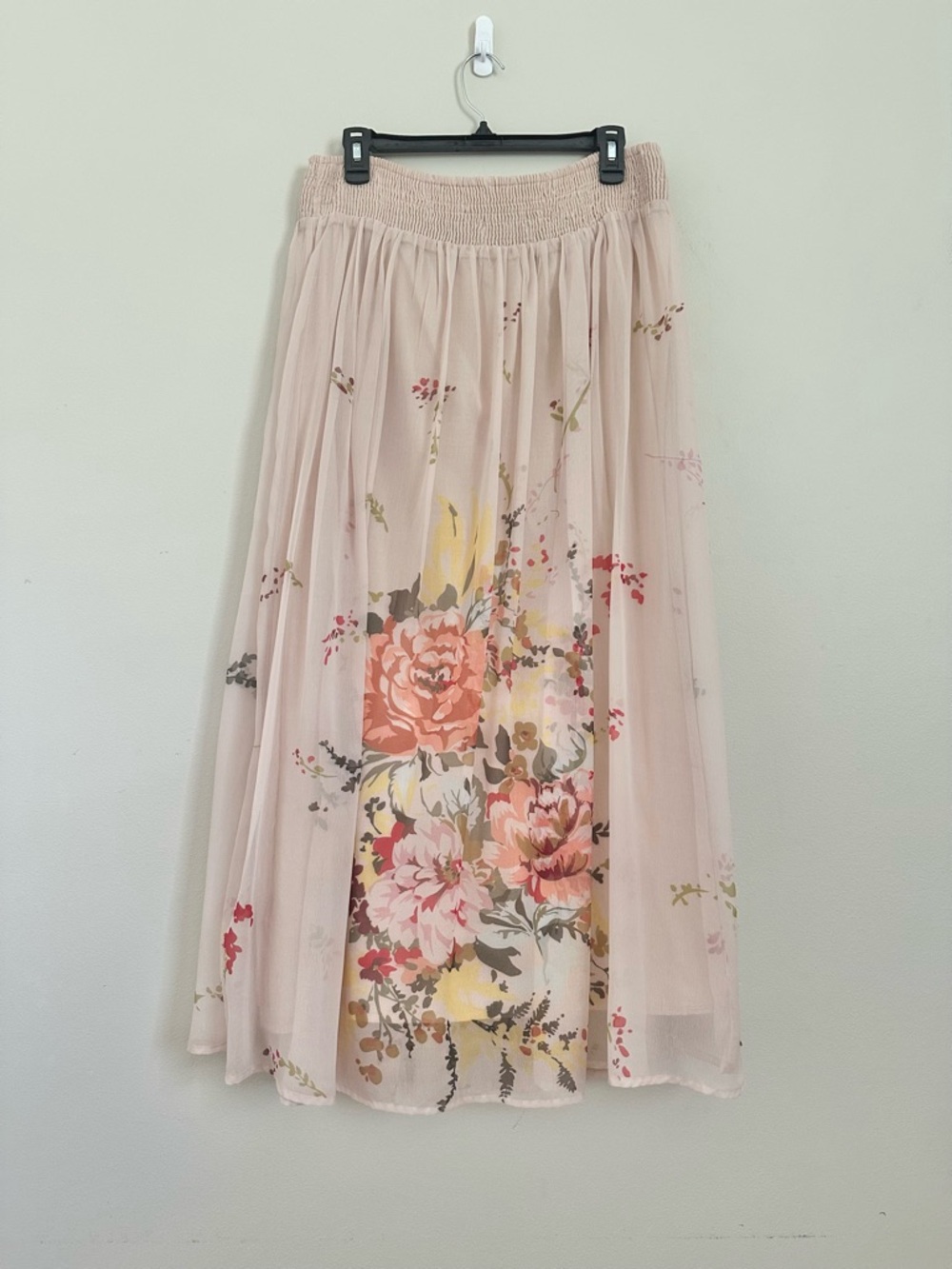 Soft Surroundings XS Pink Floral Midi Skirt Boho Chiffon Sequined Fairycore - Picture 3 of 10